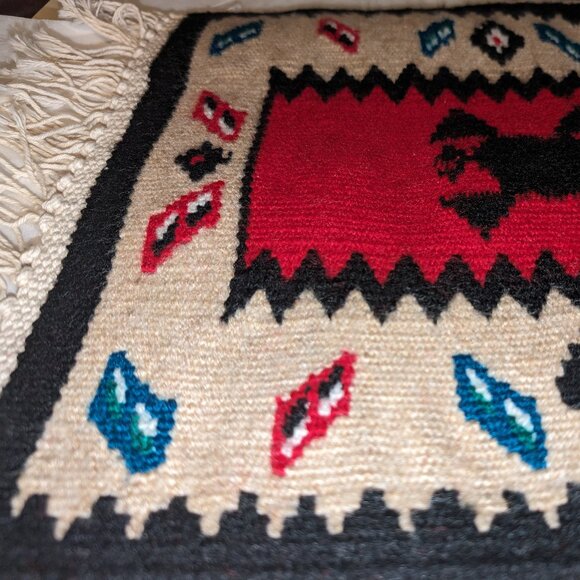 Vintage Handmade Navajo 11x16 Woven Kilim Carpet Aztec Southwestern Carpet Mat - Picture 4 of 5